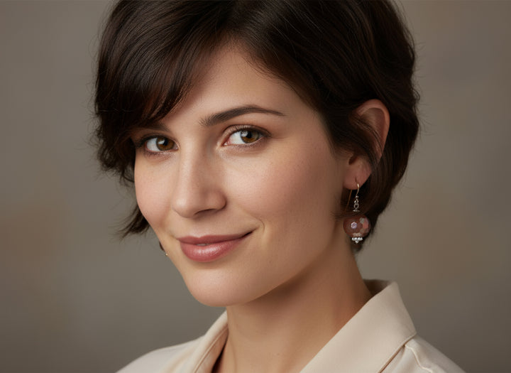 Carnelian Earrings Natural Orange Faceted Round Dangles Mystic Finish Sterling silver or 14k Solid Gold or Filled Earthy