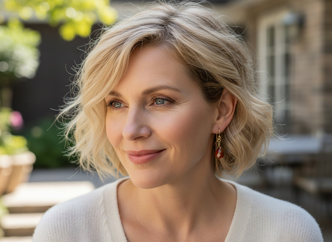 Carnelian Earrings Small Briolette Burnt Orange Chalcedony drops 14k Solid Gold or Filled or Sterling Silver Dainty