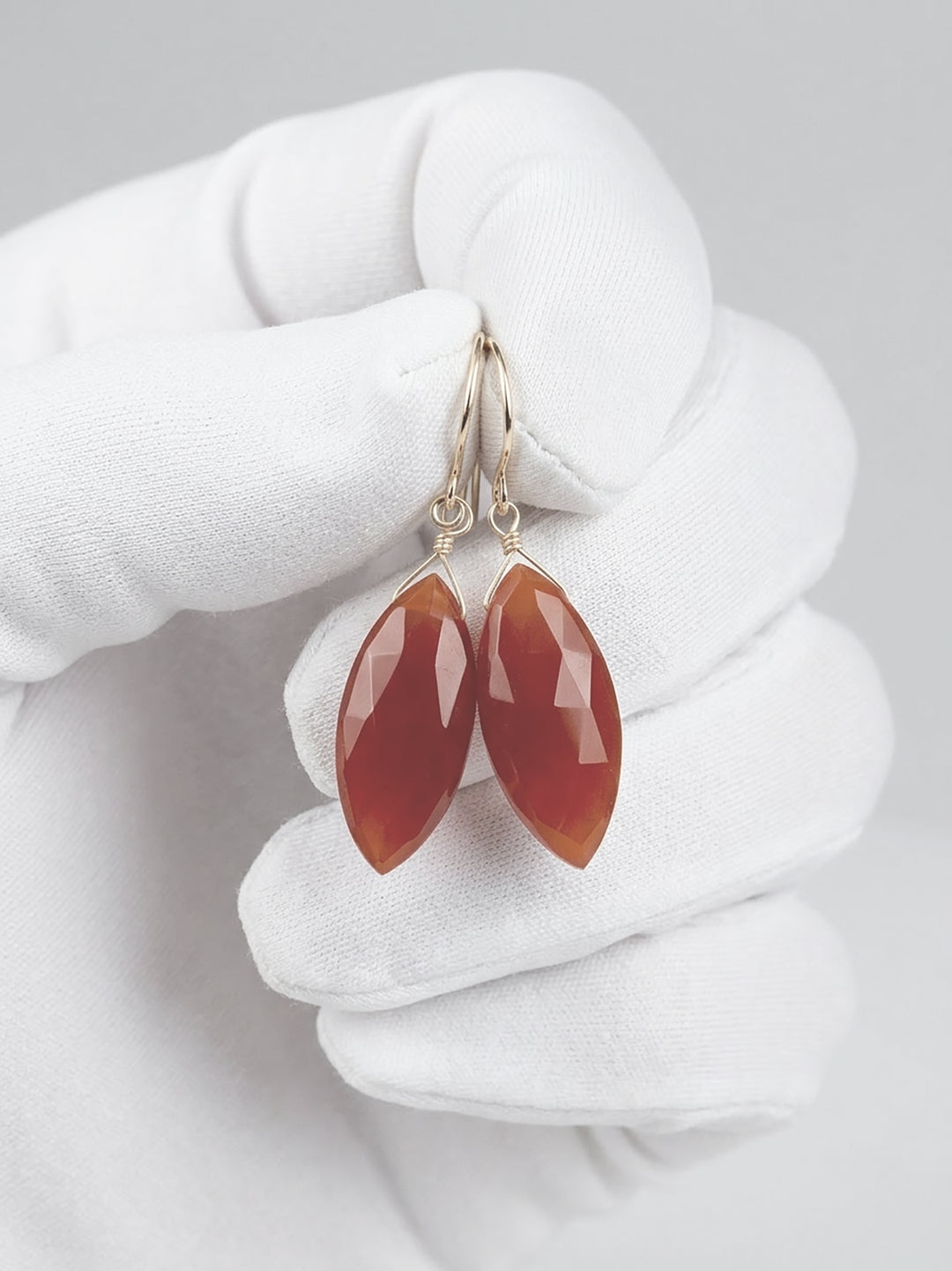Carnelian Earrings Marquise Faceted Teardrops 14k Solid Gold or Filled or Sterling Silver Natural Rich Burnt Orange Chalcedony
