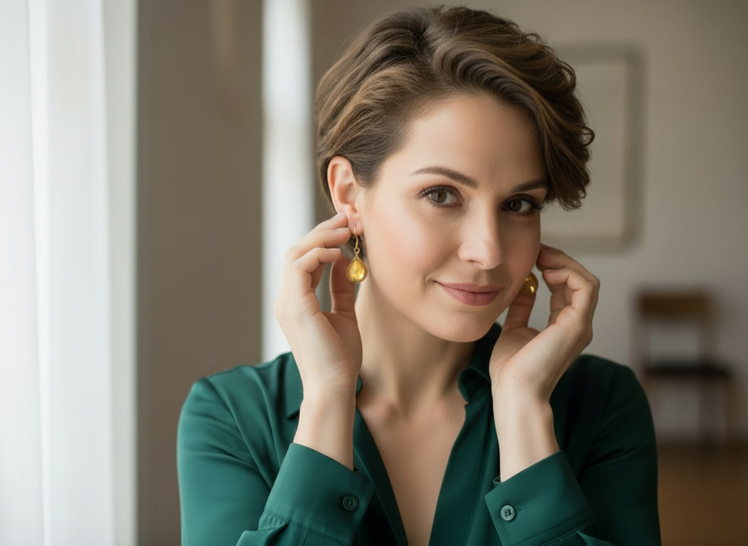 Yellow Citrine Earrings Smooth Sim Heart Drop 14k solid gold or filled or Sterling Silver Spyglass Designs Simple Teardrops Lightweight