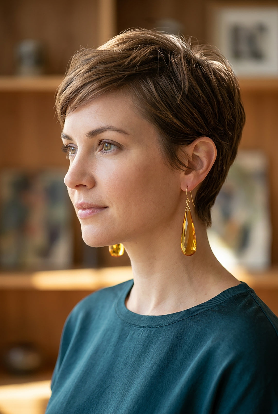 Yellow Citrine Earrings Large Faceted Simulate Briolette Long Drops 14k solid gold or filled or Sterling Silver Large Teardrops 2 Inch