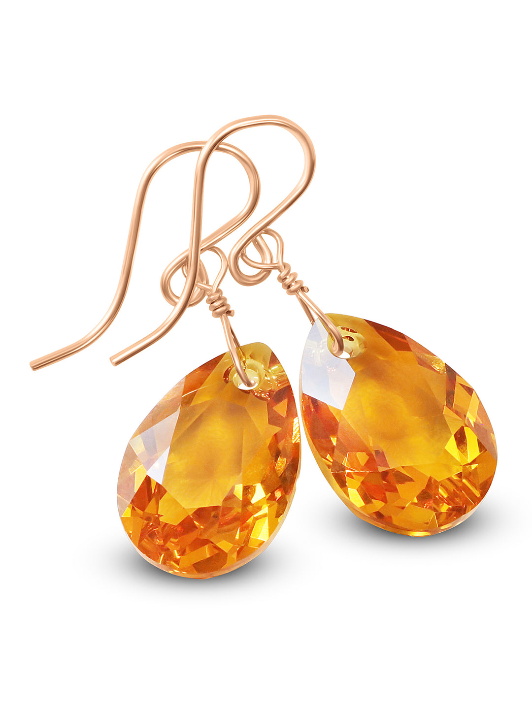 Dark Yellow Simulated Citrine Earrings 14k Solid Gold or Sterling Silver or 14k Gold Filled Teardrops
