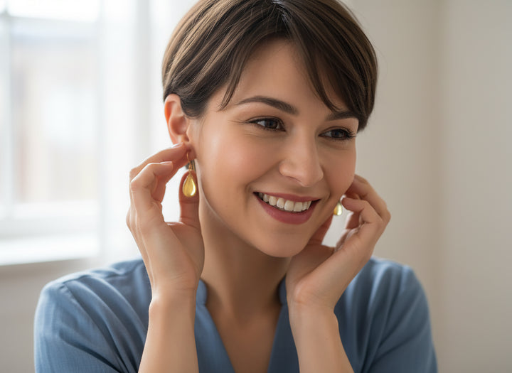Citrine Earrings smooth Yellow Simulated Teardrop Dangle 14k solid gold or filled or Sterling Silver Spyglass Designs Simple Basic Drops