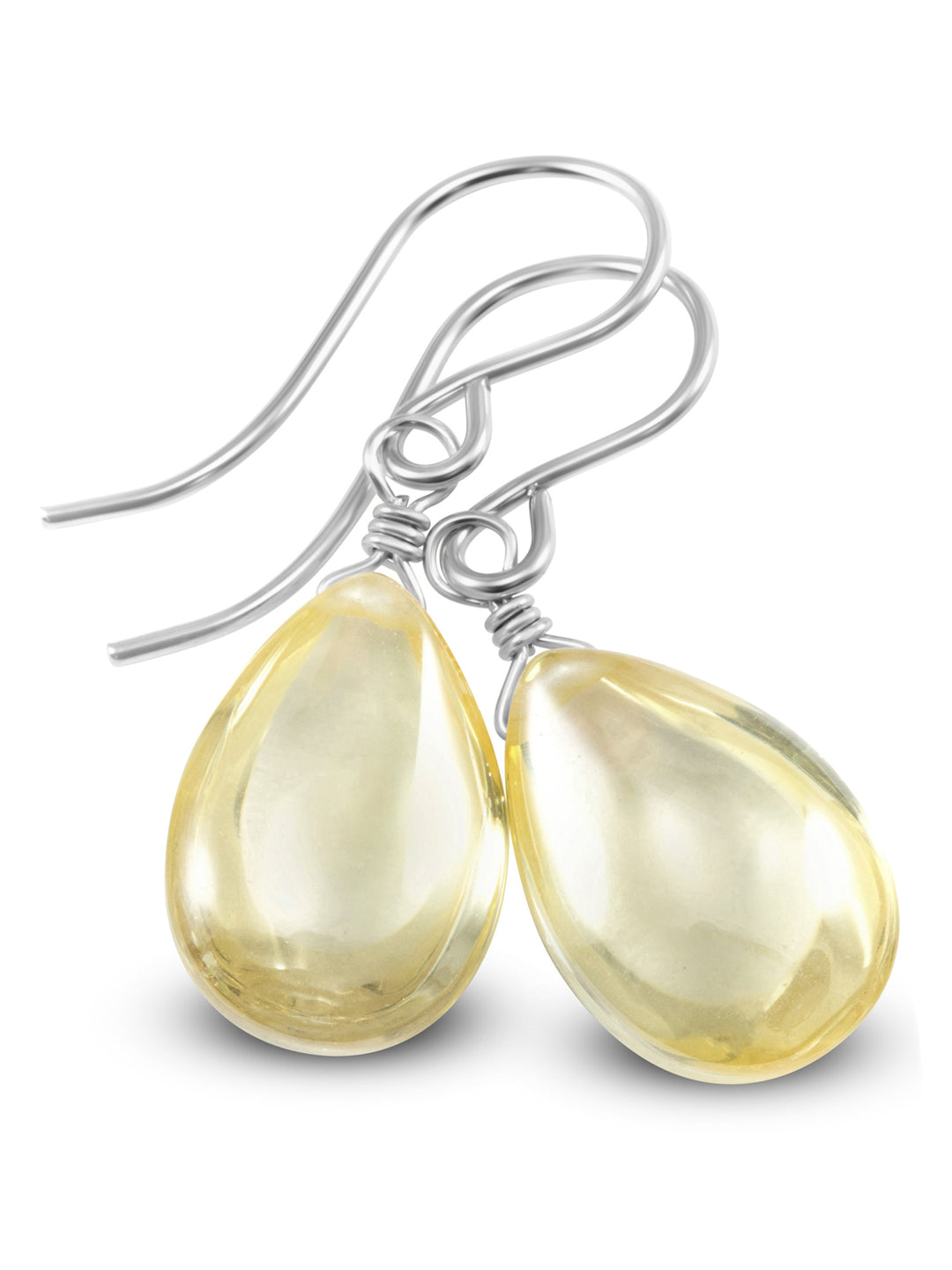 Champagne Soft Yellow Cubic Zirconia Earrings Teardrop AAA CZ Smooth Sterling Silver or 14k Solid Gold or Filled Sim Diamond Simple Drops