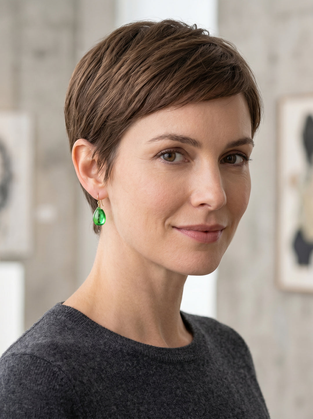 Cubic Zirconia Earrings Sterling Silver or 14k Gold Green Smooth 1 Inches