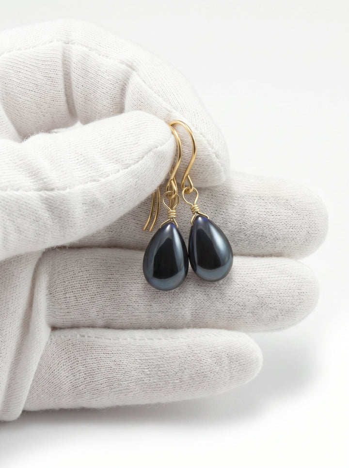 Dark Sapphire Blue Cubic Zirconia Earrings Smooth Teardrop Briolette AAA CZ Sterling Silver or 14k Solid Gold or Filled Pear Drops