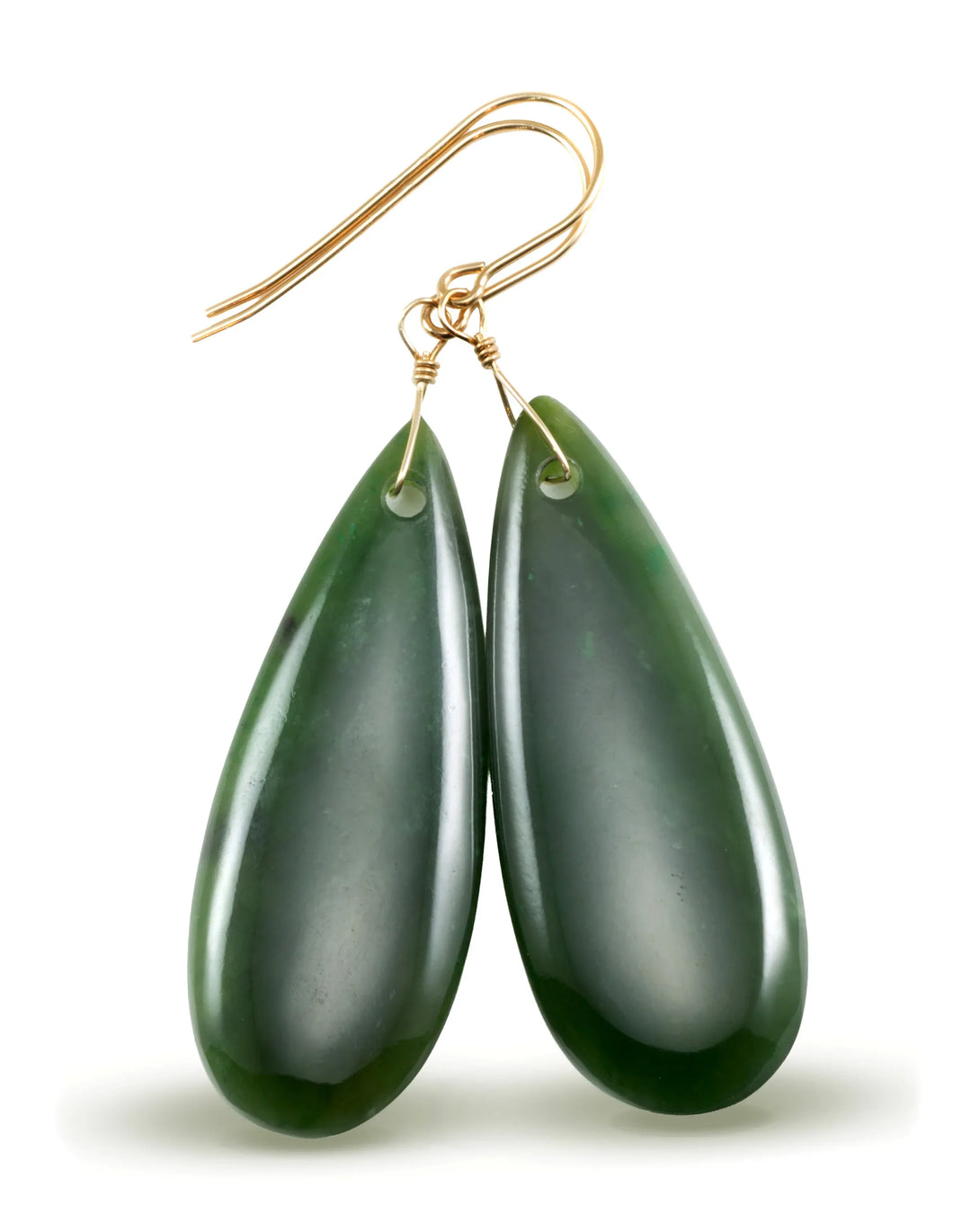 Green Jade Earrings Natural Nephrite Smooth Super Large Teardrop 14k solid gold or filled or Sterling Silver Simple Classic Drops Long Real - Spyglass Designs