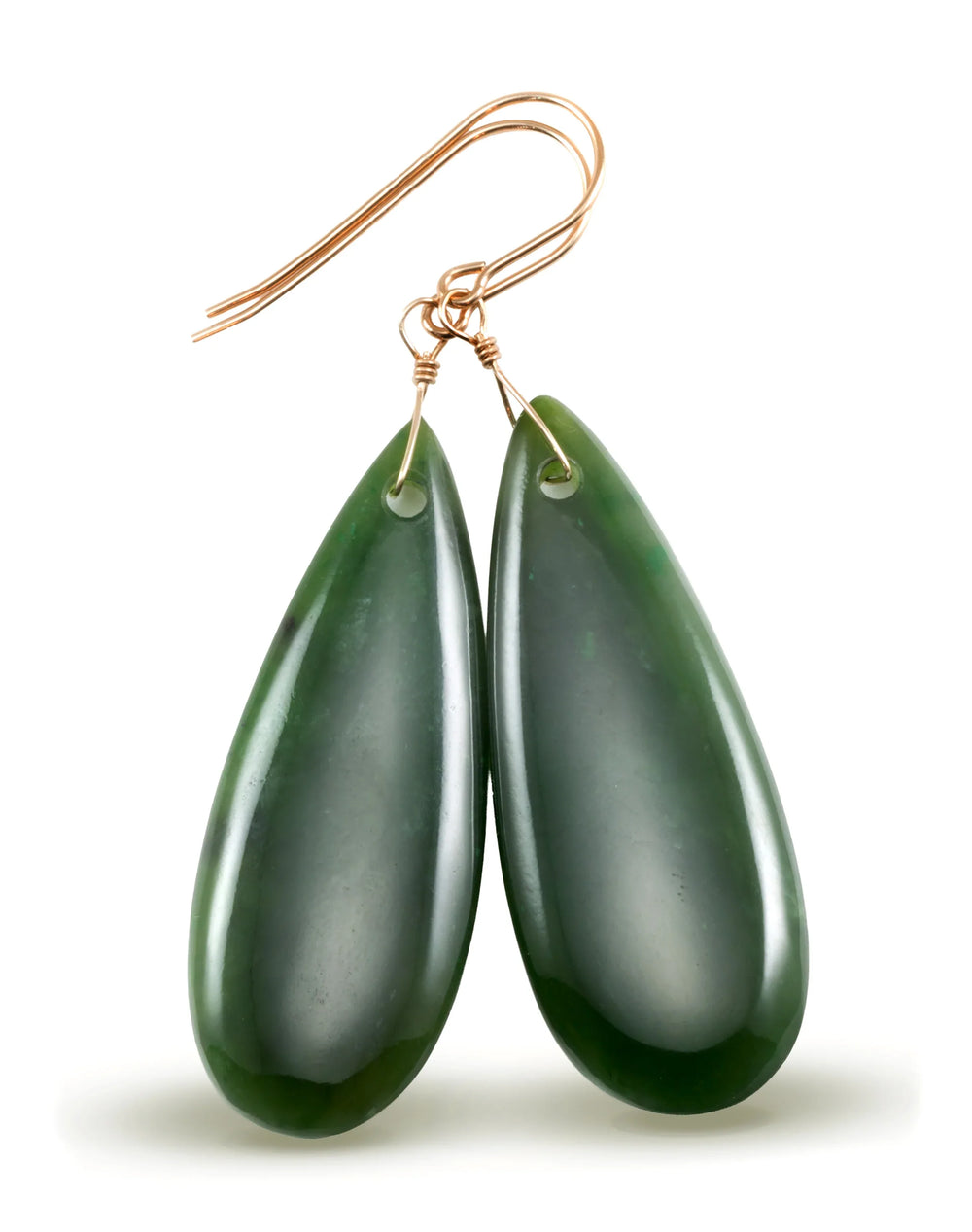 Green Jade Earrings Natural Nephrite Smooth Super Large Teardrop 14k solid gold or filled or Sterling Silver Simple Classic Drops Long Real - Spyglass Designs