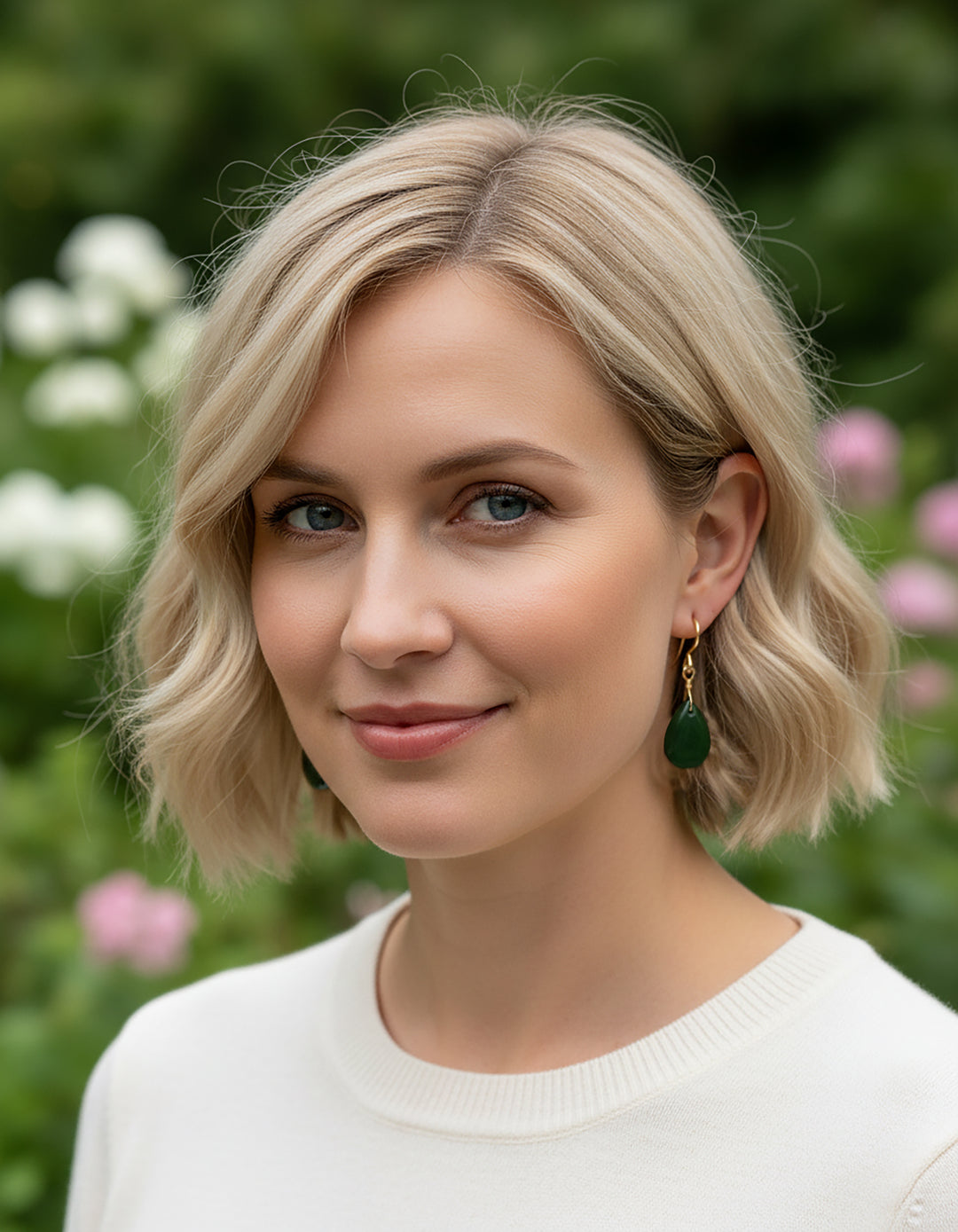 Jade Earrings Natural Green Nephrite Simple Teardrop Smooth Sterling Silver or 14k Solid Gold or Filled Simple Dainty Lightweight Drops