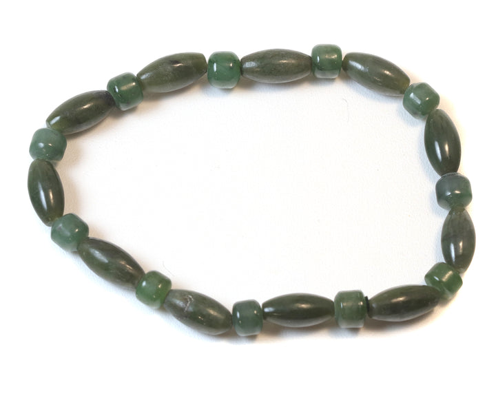 Jade Bracelet Green Nephrite Adjustable 7 8 Inches Inch Simple Everyday Stretch Easy Wear Natural Stones Different Shapes Round  Teardrop