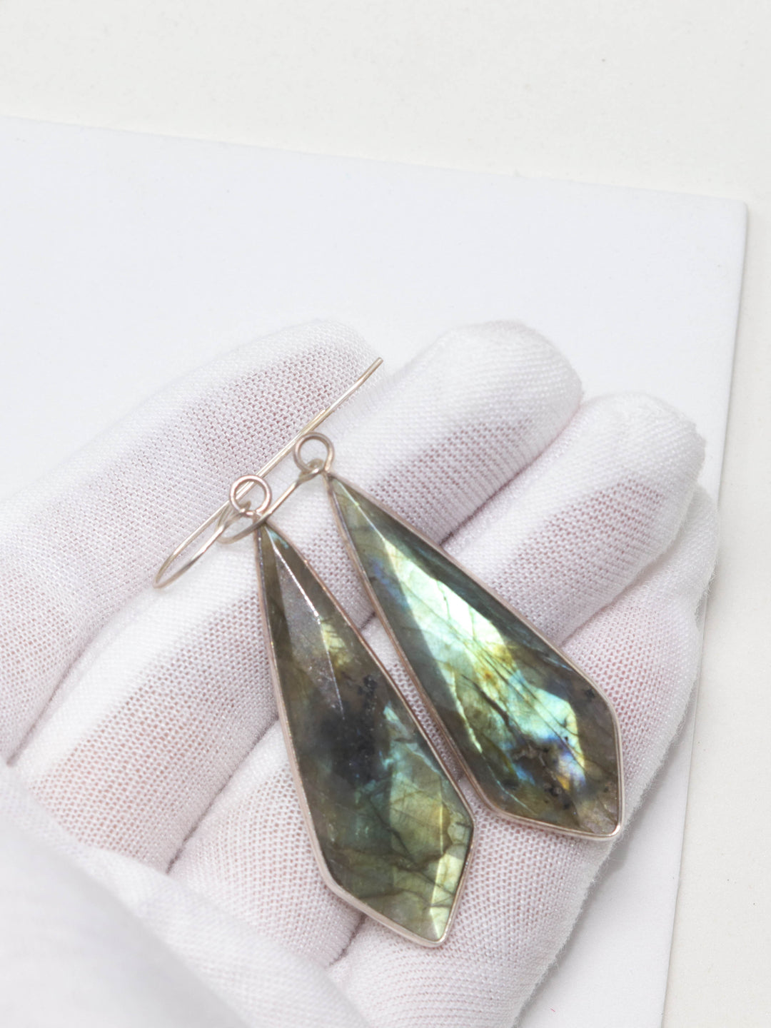 Labradorite Earrings Natural Long Large 2.5 Inches 14k solid gold or filled  or Sterling Silver Pointed Teardrop Drops  Blue Flash Drops
