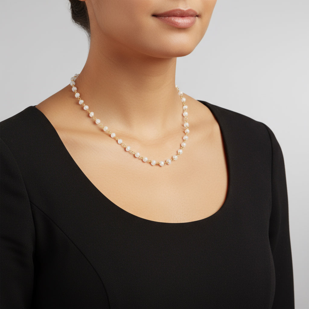 Moonstone Necklace Rainbow Blue White  14k Gold Filled or Sterling Silver Chain Link Faceted  18 19 Inches Simple Dainty Everyday