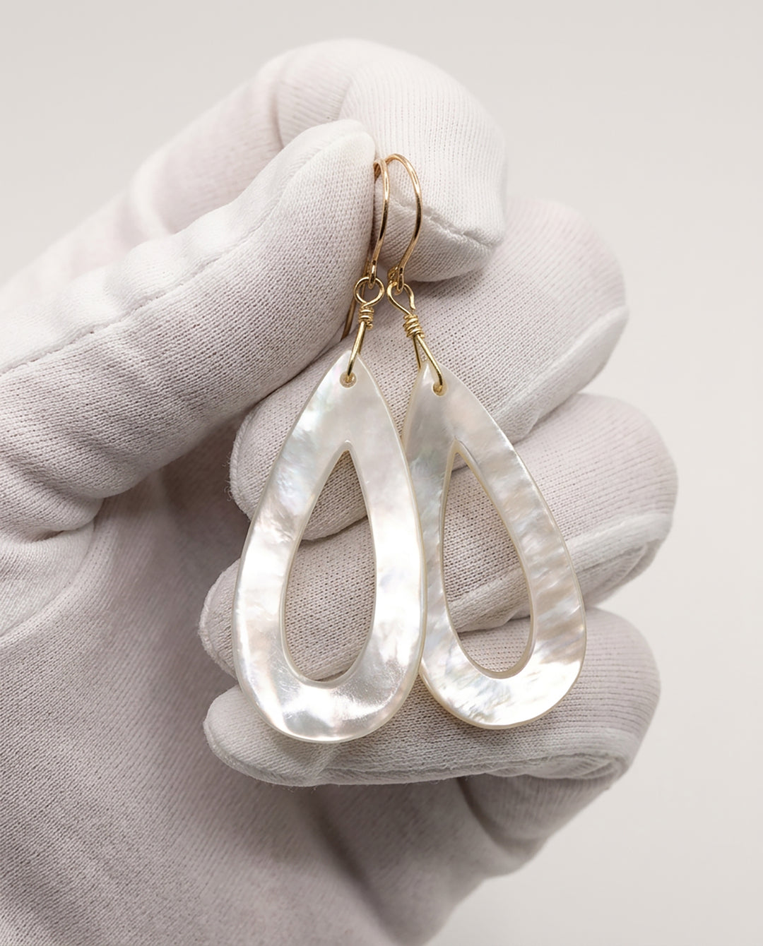 Mother of Pearl Earrings Sterling Silver or 14k Gold White Dangle 2 Inches