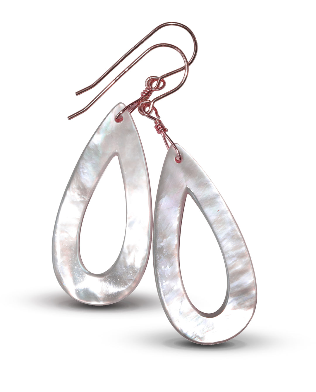 Mother of Pearl Earrings Sterling Silver or 14k Gold White Dangle 2 Inches