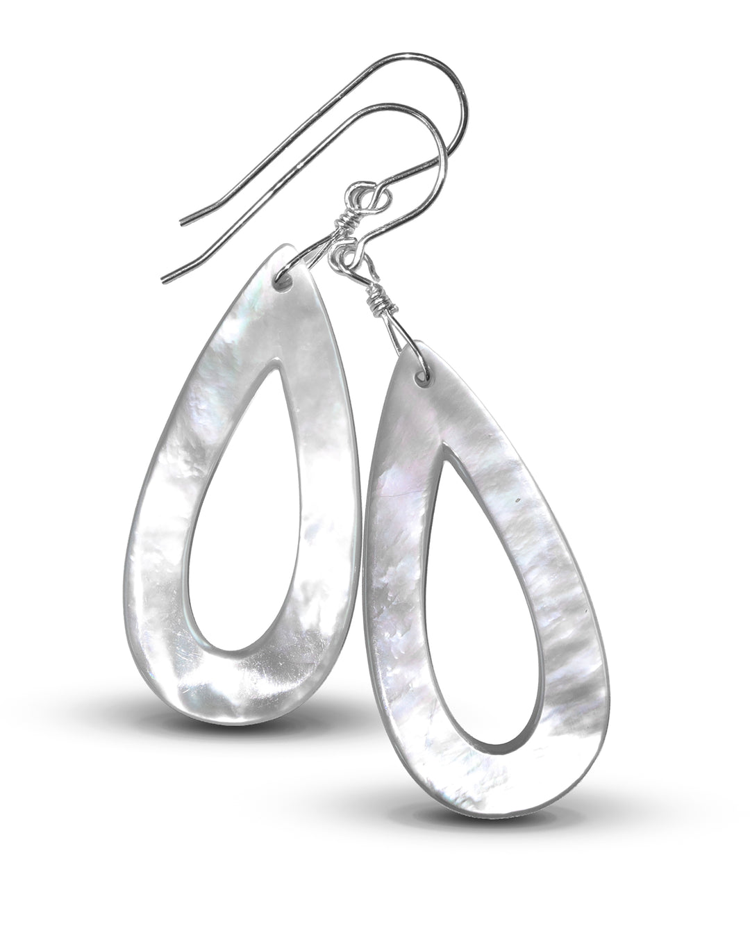 Mother of Pearl Earrings Sterling Silver or 14k Gold White Dangle 2 Inches