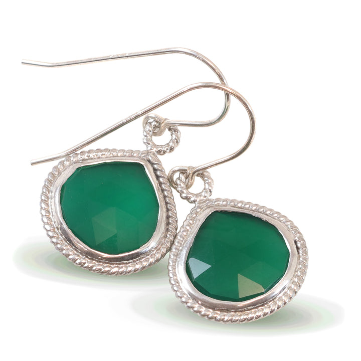 Green Onyx Earrings Natural Fancy Bezel Pear Teardrop Shape 14k solid yellow gold or filled Simple Classic Drops 1 Inch Heart Shaped Drops