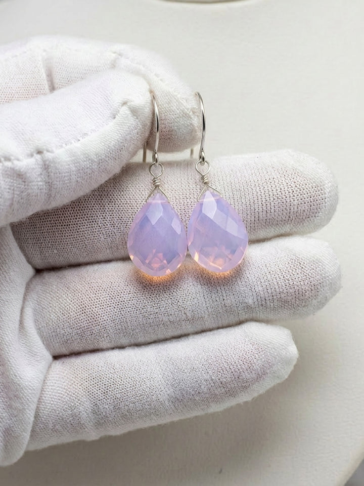 Opalite Earrings Faceted Teardrops 14k Solid Yellow Gold or Filled or Sterling Silver AAA cut iridescent colors simple daily drops