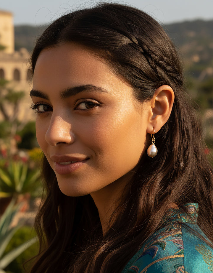 Pink Baroque Pearl Earrings Sterling Silver or 14k Solid Gold or Filled Cultured Freshwater Dangles