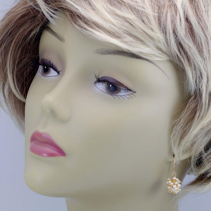 Seed Pearl Earrings  14k Solid Gold or Sterling Silver French Ear Wires White Dense Cluster Freshwater Drops 2 Inch Tiny Small Pearls Dangles