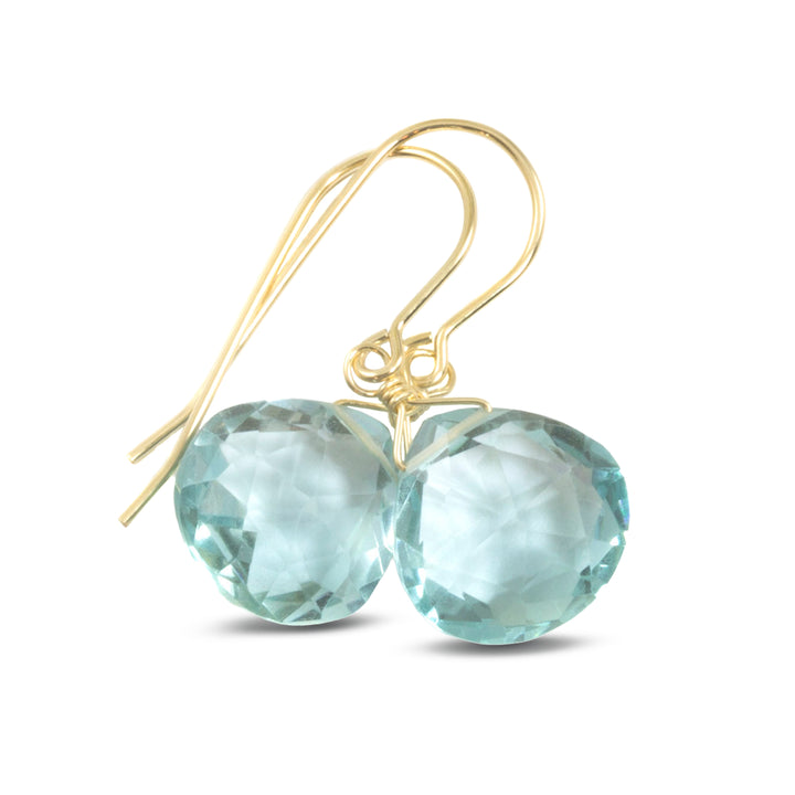 Simulated Aquamarine Blue Earrings Dangles 1.2" – Sterling Silver or 14k Gold
