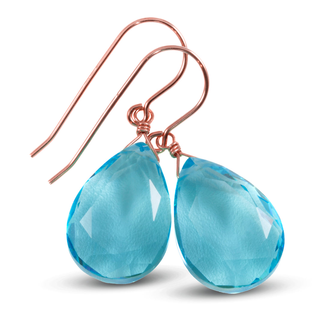 Simulated Aquamarine Earrings Aqua Large Blue 1.3" – Sterling Silver or 14k Gold