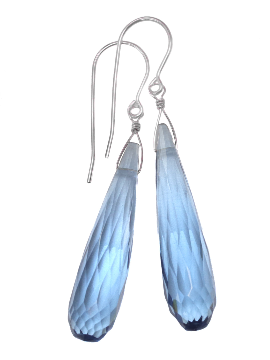 London blue simulated Topaz Earrings Faceted Large Long Dangle 14k Solid Gold or Filled or Sterling Silver Classic Simple Clean 2 Inch Drops