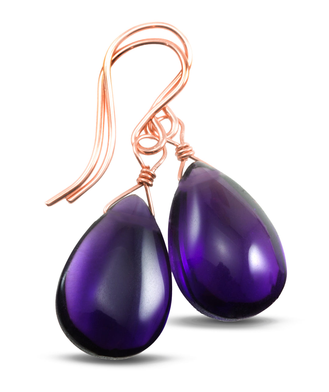 Simulated Amethyst Smooth Purple Earrings 1.2" – Sterling Silver or 14k Gold