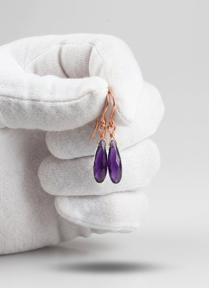 Simulated Amethyst Purple Earrings 1.4" – Sterling Silver or 14k Gold