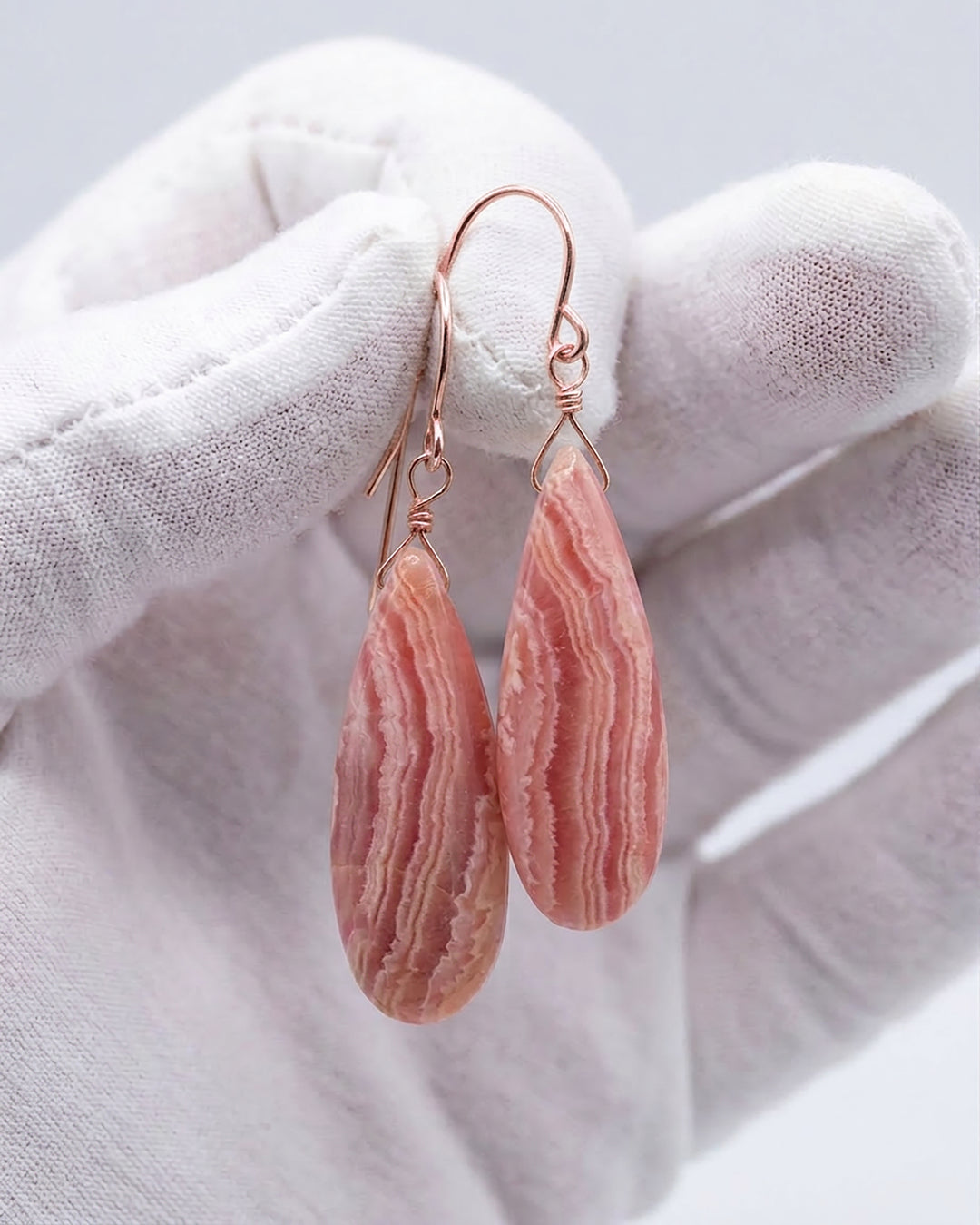Natural Pink Rhodochrosite Earrings Smooth Large Long Briolette Dangle Drops Sterling Silver or 14k Solid Gold or Filled Teardrops AAAA