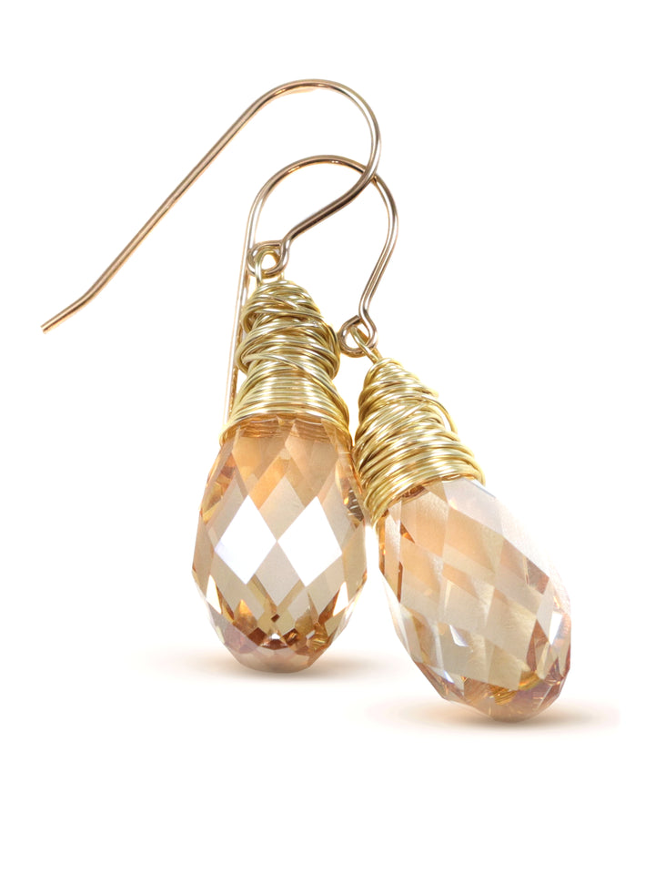 Spyglass Designs Earrings created with Crystals by Swarovski®  Imperial Simulated Topaz 14k Solid Gold or Sterling Silver Lg Briolette Drop