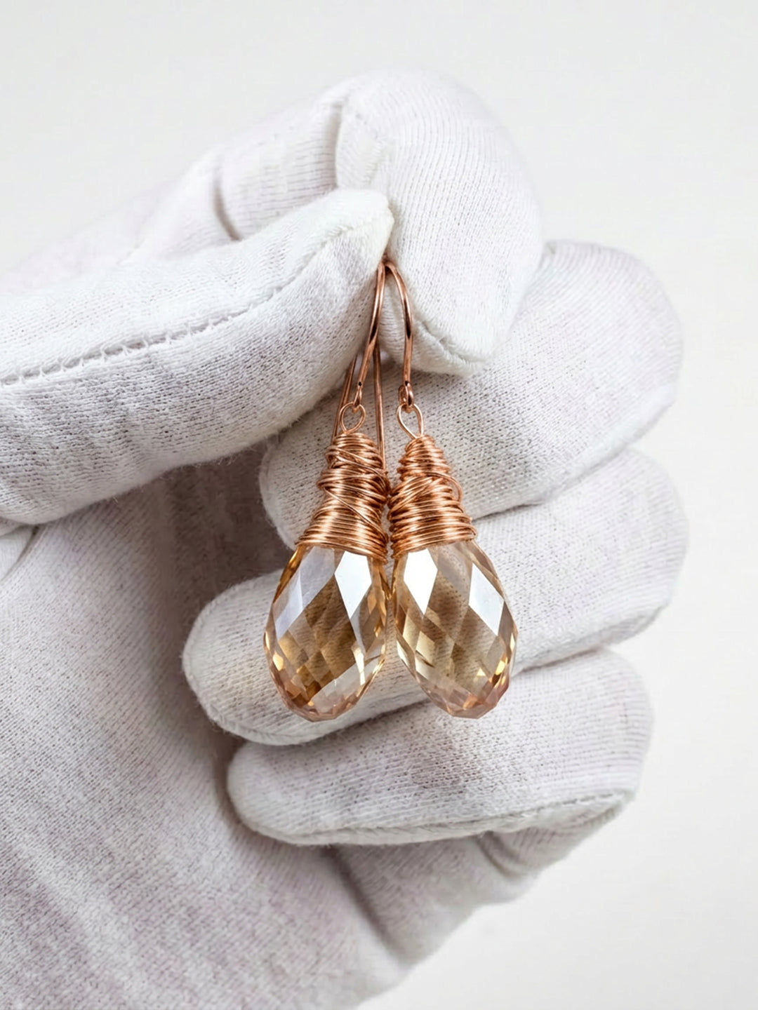 Spyglass Designs Earrings created with Crystals by Swarovski®  Imperial Simulated Topaz 14k Solid Gold or Sterling Silver Lg Briolette Drop