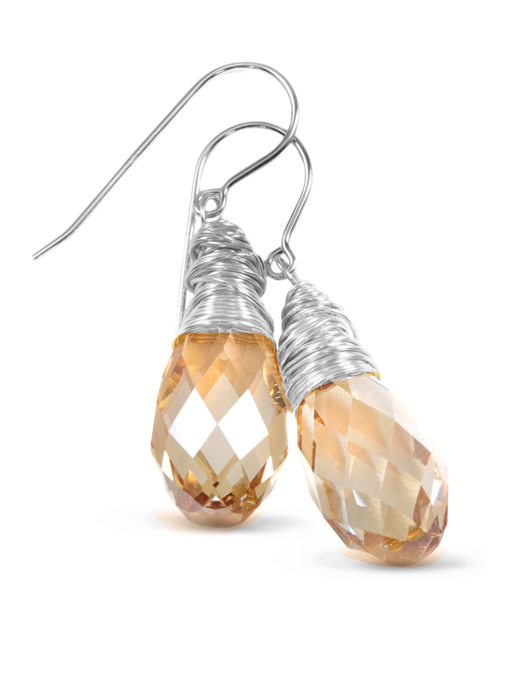 Spyglass Designs Earrings created with Crystals by Swarovski®  Imperial Simulated Topaz 14k Solid Gold or Sterling Silver Lg Briolette Drop