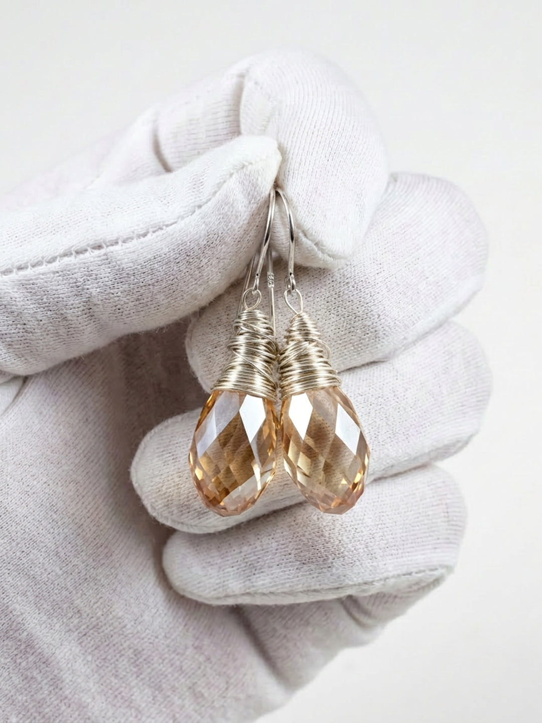Spyglass Designs Earrings created with Crystals by Swarovski®  Imperial Simulated Topaz 14k Solid Gold or Sterling Silver Lg Briolette Drop