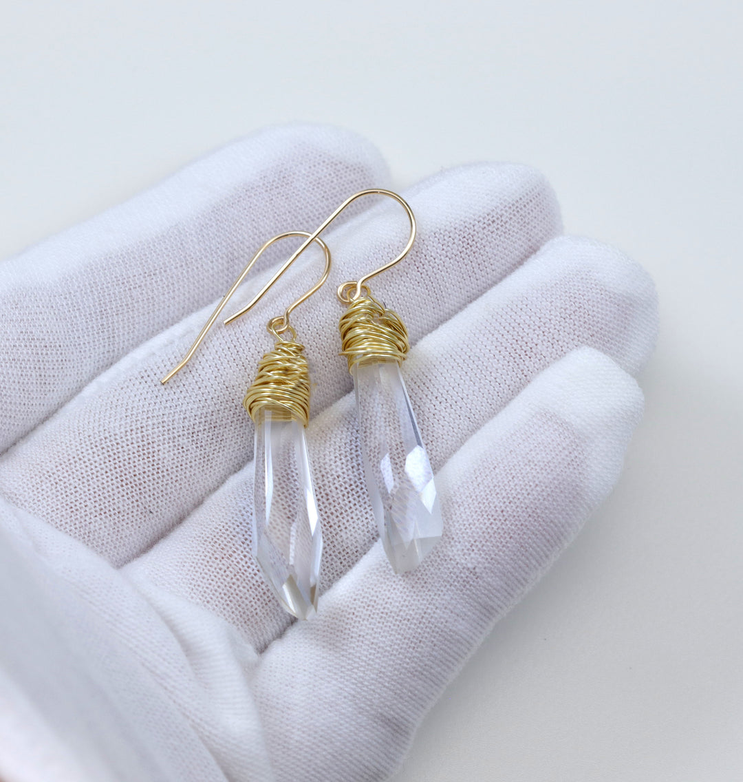 Spyglass Designs Earrings created with Crystals by Swarovski® Clear 14k Solid Gold or Sterling Silver Dangles 2 Inch