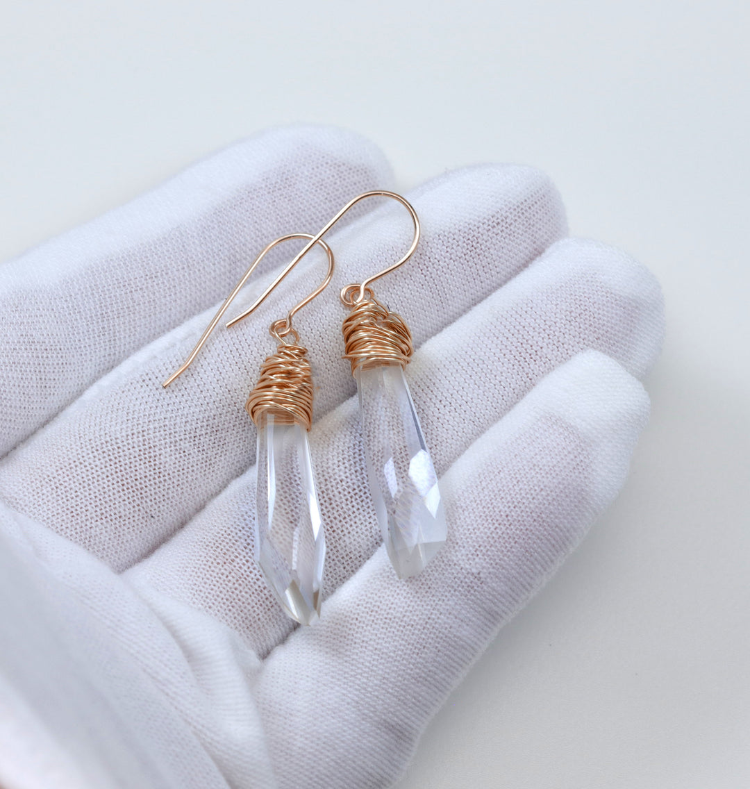 Spyglass Designs Earrings created with Crystals by Swarovski® Clear 14k Solid Gold or Sterling Silver Dangles 2 Inch
