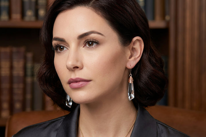 Spyglass Designs Earrings created with Crystals by Swarovski® Clear 14k Solid Gold or Sterling Silver Dangles 2 Inch