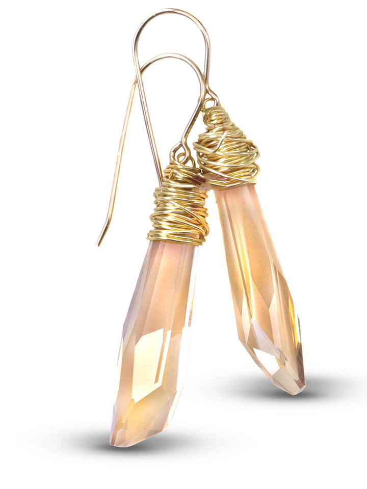 Spyglass Designs Earrings created with Crystals by Swarovski® Imperial Yellow Simulated Topaz 14k Solid Gold or Sterling Silver Dangle 2