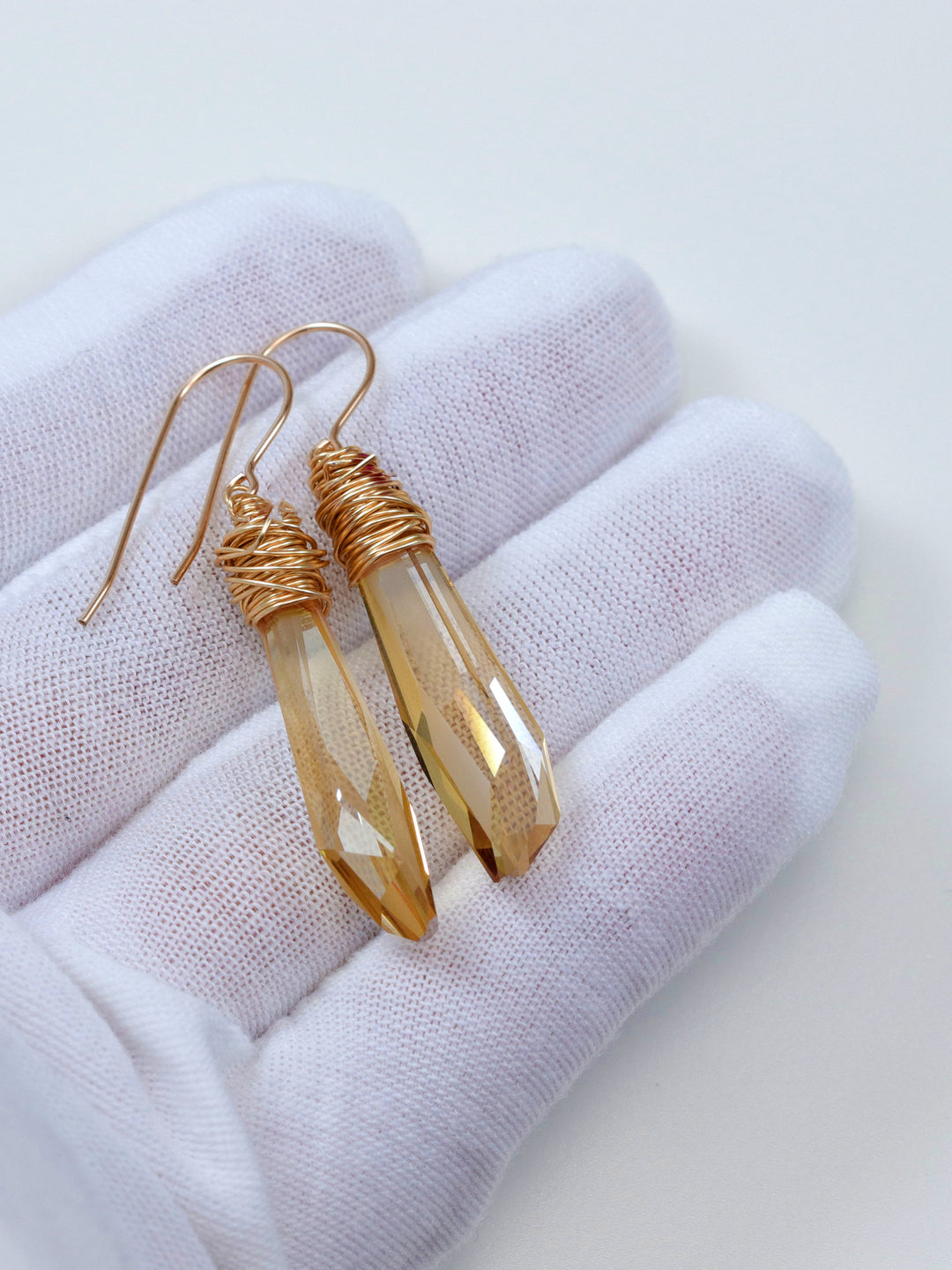 Spyglass Designs Earrings created with Crystals by Swarovski® Imperial Yellow Simulated Topaz 14k Solid Gold or Sterling Silver Dangle 2