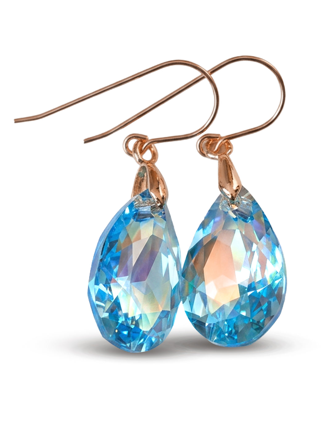 Spyglass Designs Earrings created with Crystals by Swarovski® Aqua Aquamarine Blue 14k Solid Gold or Sterling Silver Dangles