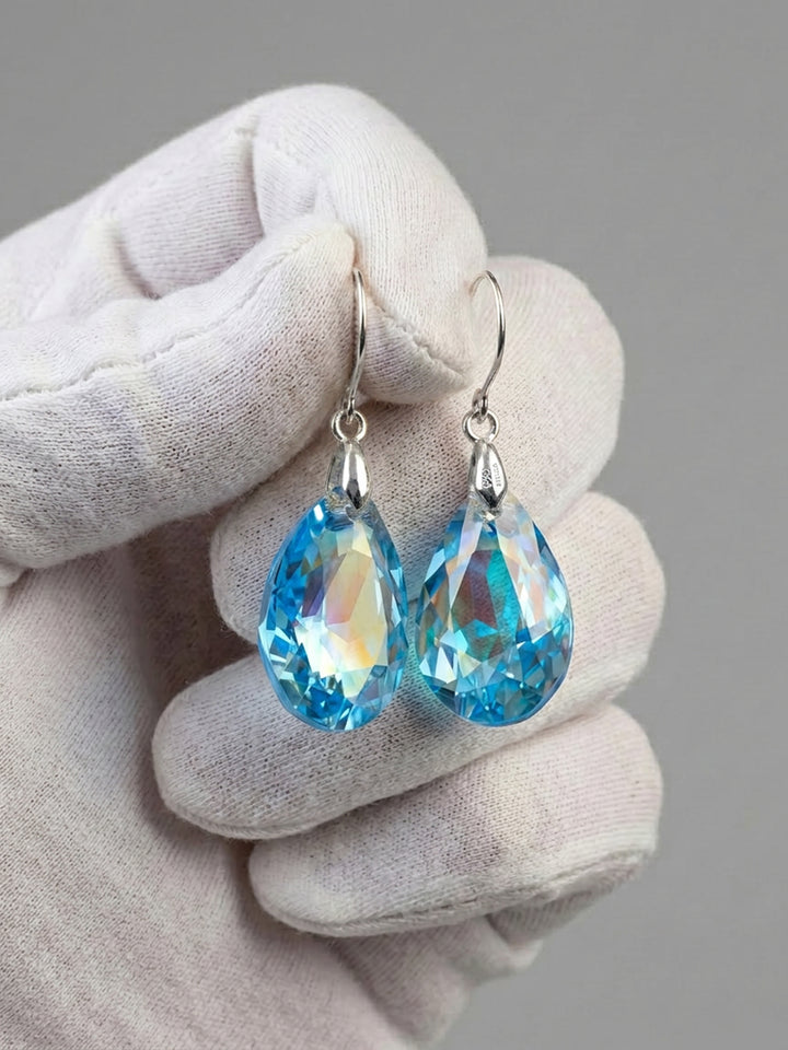 Spyglass Designs Earrings created with Crystals by Swarovski® Aqua Aquamarine Blue 14k Solid Gold or Sterling Silver Dangles
