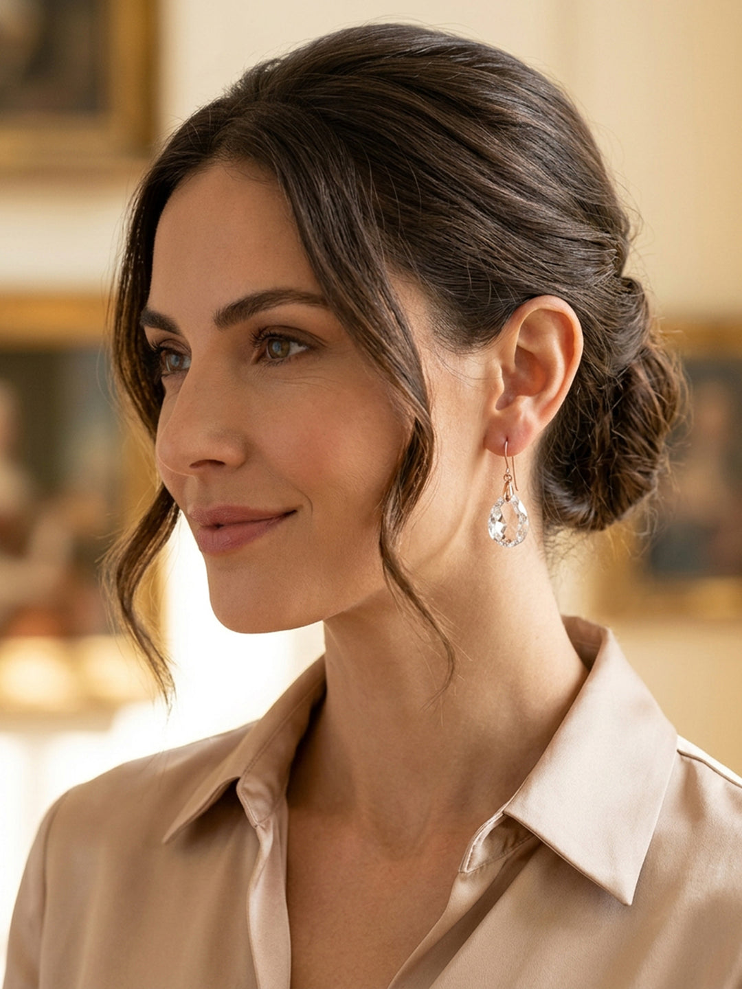 Spyglass Designs Earrings created with Crystals by Swarovski®  Clear Shimmery 14k Solid Gold or Sterling Silver Dangles