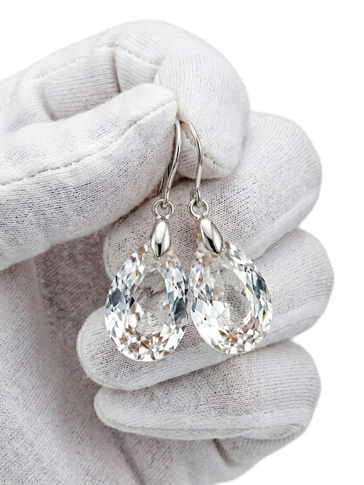 Spyglass Designs Earrings created with Crystals by Swarovski®  Clear Shimmery 14k Solid Gold or Sterling Silver Dangles