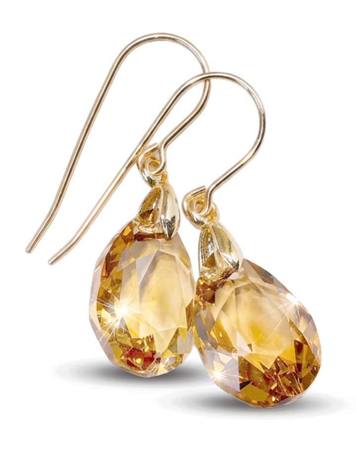 Spyglass Designs Earrings created with Crystals by Swarovski®  Imperial Yellow Simulated Topaz 14k Solid Gold or Sterling Silver Dangles