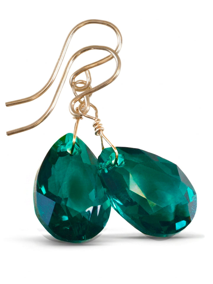 Spyglass Designs Earrings created with Crystals by Swarovski® Green Simulated Emerald 14k Solid Gold or Sterling Silver
