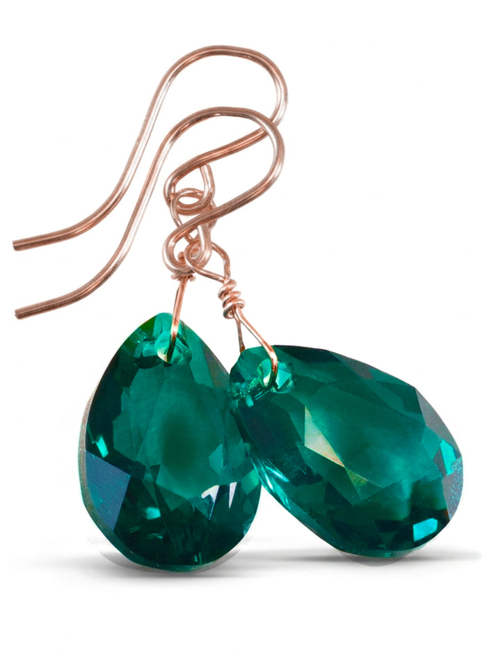 Spyglass Designs Earrings created with Crystals by Swarovski® Green Simulated Emerald 14k Solid Gold or Sterling Silver