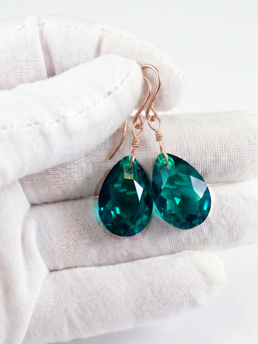 Spyglass Designs Earrings created with Crystals by Swarovski® Green Simulated Emerald 14k Solid Gold or Sterling Silver