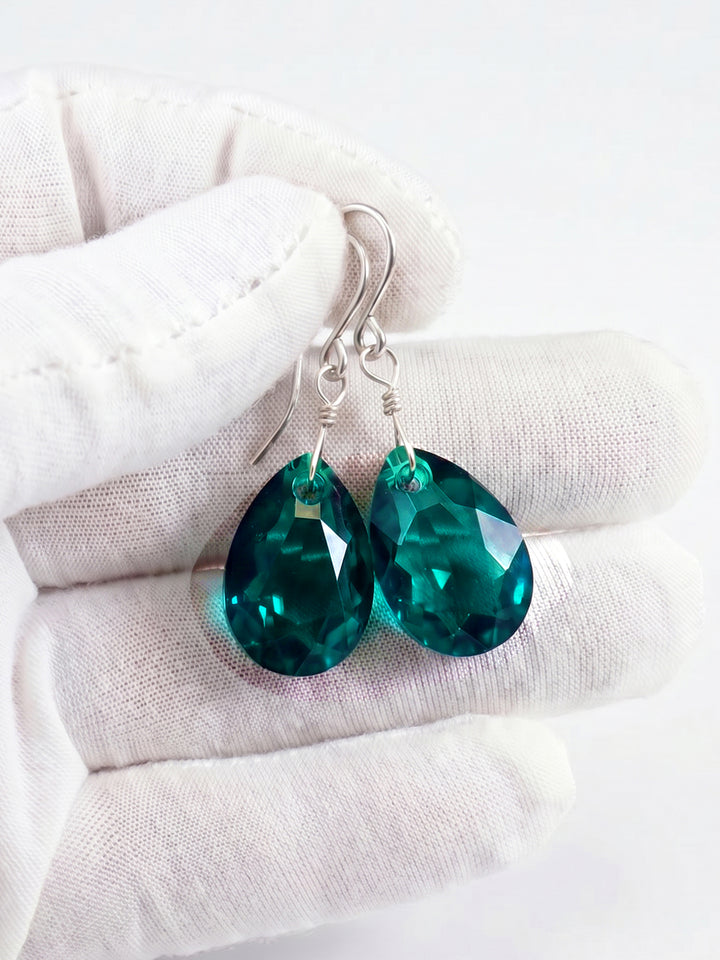 Spyglass Designs Earrings created with Crystals by Swarovski® Green Simulated Emerald 14k Solid Gold or Sterling Silver