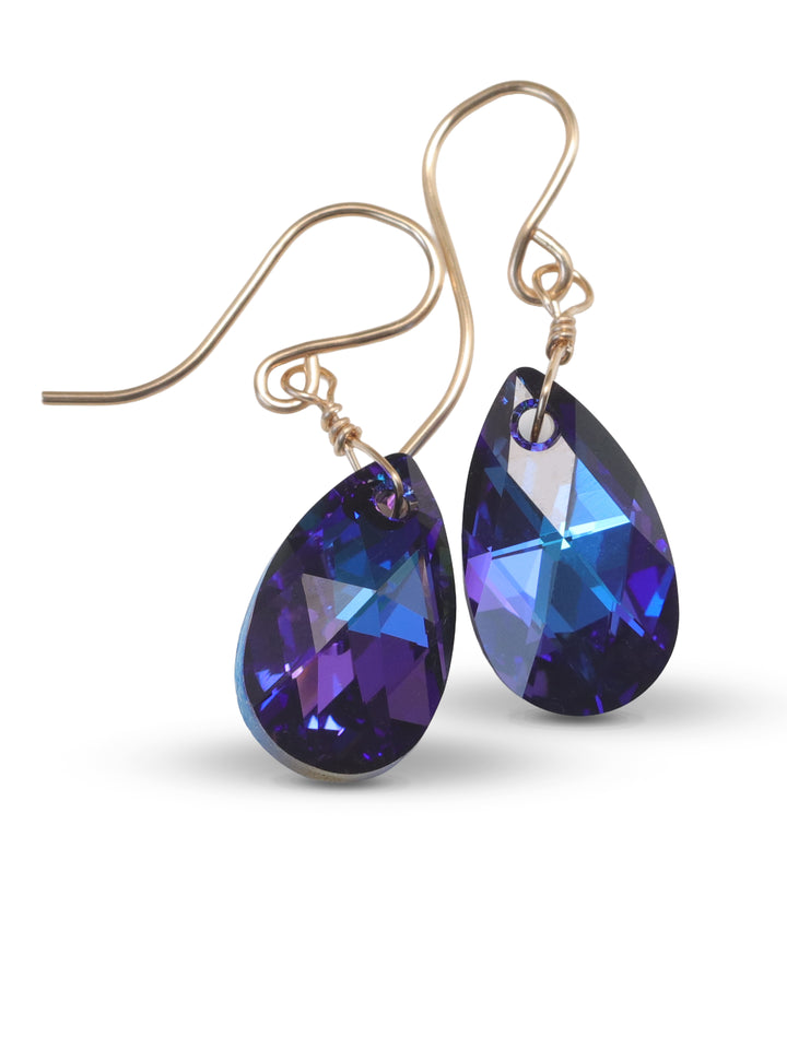 Spyglass Designs Earrings created with Crystals by Swarovski® Bermuda Blue Sapphire Crystals 14k Solid Gold or Sterling Silver Dangle