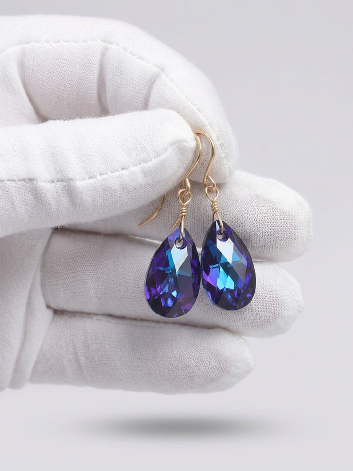 Spyglass Designs Earrings created with Crystals by Swarovski® Bermuda Blue Sapphire Crystals 14k Solid Gold or Sterling Silver Dangle