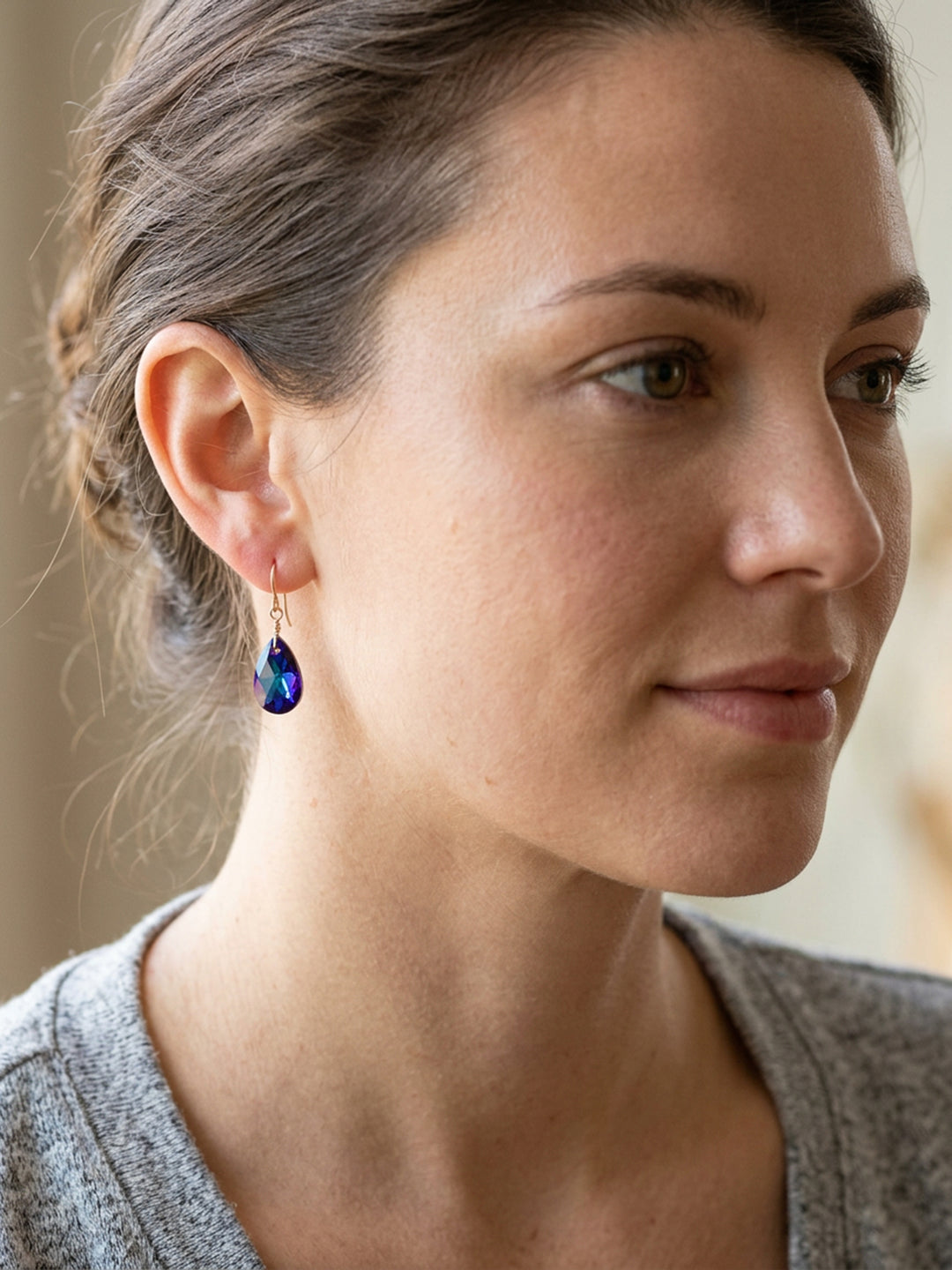 Spyglass Designs Earrings created with Crystals by Swarovski® Bermuda Blue Sapphire Crystals 14k Solid Gold or Sterling Silver Dangle